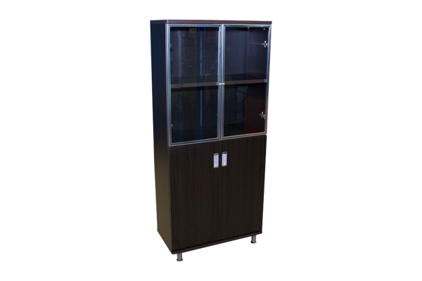 Echo 5-S Cabinet w/Glass & Solid Doors - Bk/Walnut