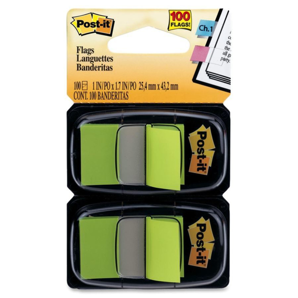 Post-It Flags (2x50s) Bright Green #680-BG2