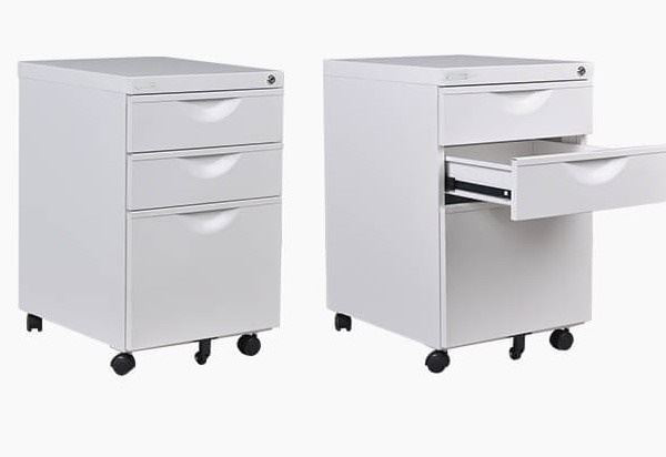 Bizoe Metal 3-Drawer Pedestal (Grey)