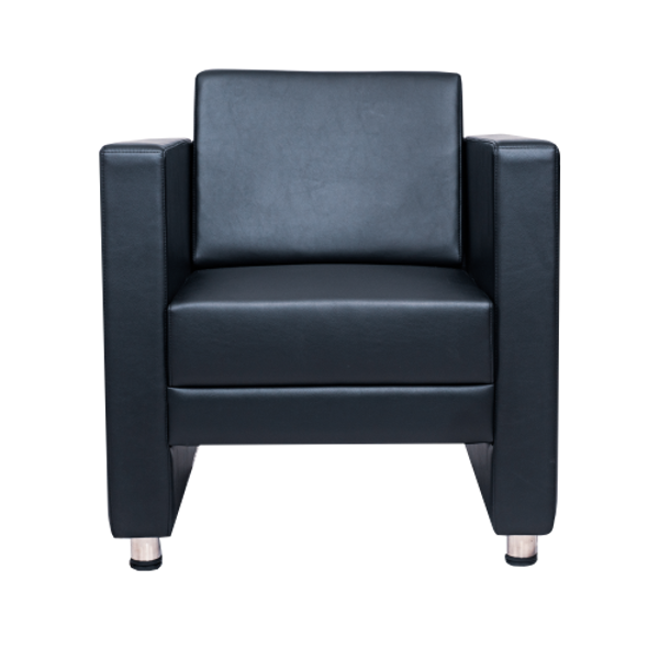Image 1-Seater PU Sofa - Black