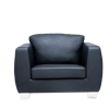 Image 1-Seater Plush PU Sofa - Black