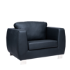 Image 1-Seater Plush PU Sofa - Black