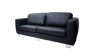 Image 3-Seater Plush PU Sofa - Black