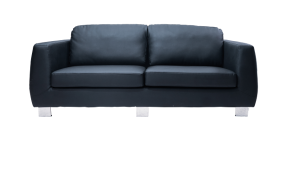 Image 3-Seater Plush PU Sofa - Black