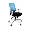 Anji High Back White Frame Mesh Chair w/arms- Blue