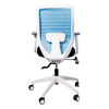 Anji High Back White Frame Mesh Chair w/arms- Blue