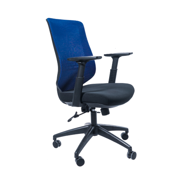 Anji High Back Mesh Chair w/Arms - Blue
