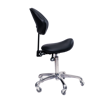 Adjustable Saddle Stool Chair w/Back - Black