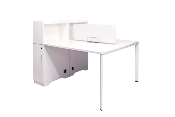 Torch 1500x1200 Desk w/Cupboard & Screen - White