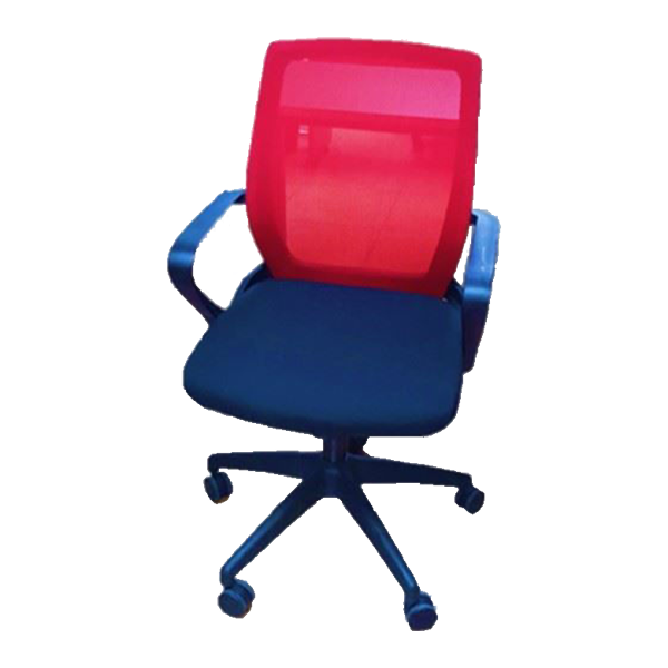 Anji Medium Back Mesh Chair w/Arms - Red
