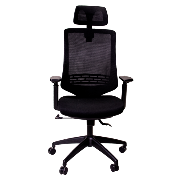 Anji High Back Mesh Chair w/Headrest - Black