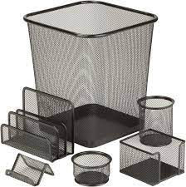 Picture of 24-038 Honey-Can-Do Mesh 6-Pcs Desk Set - Black