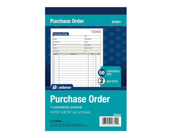 Picture of 07-041B 8x5 Purchase Order Book (2) Carbonized #DC5831