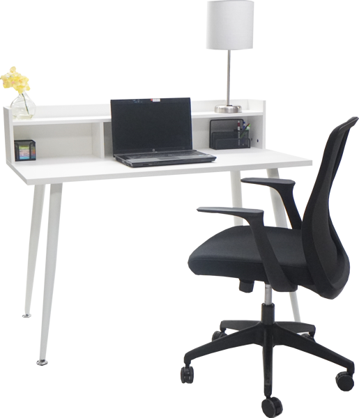 HX009 Ulink 1200 x 600 Computer Desk w/Hutch White Stationery and