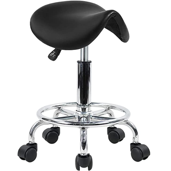 Picture of AA-076Bk Saddle Stool w/Footrest - Black