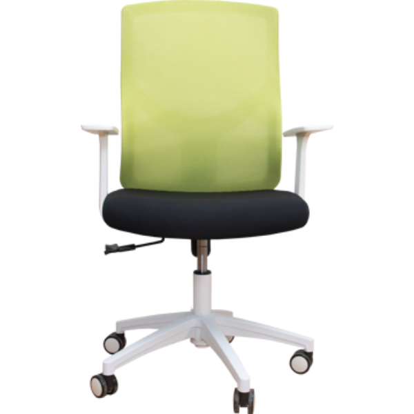 Picture of AA-5342W GR  Image White Frame Mesh Chair w/T-Arms - Green