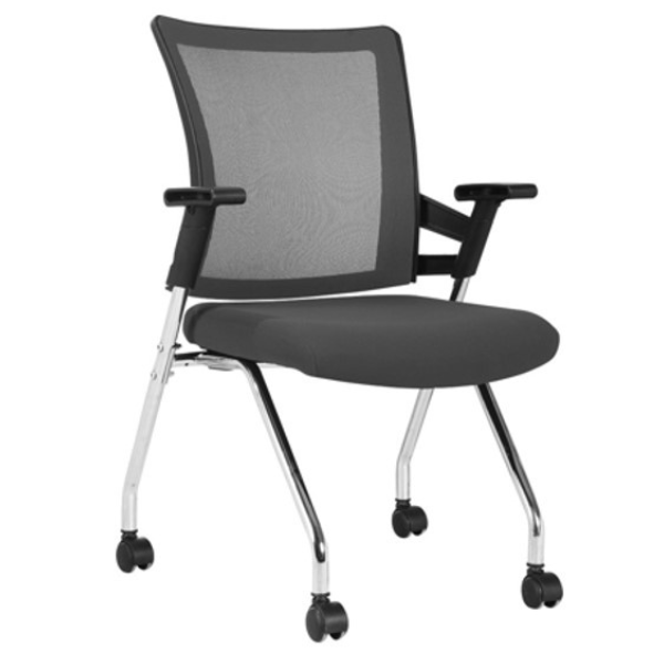 Picture of AA-5324BK Anji Folding Mesh Chair w/Arms on Castors - Black