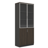 Picture of ET-C5SG W Evolve  5-Shelf Cabinet w/Glass & Solid Doors - Walnut