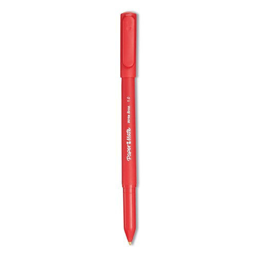 Paper Mate Write Bros. Ballpoint Stick Pen, 1.0 mm Medium Tip, Red