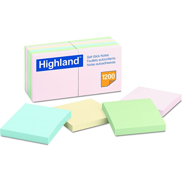Picture of 56-075B Highland 3x3 Self-Stick Pads Pastels (12pk) #6549A