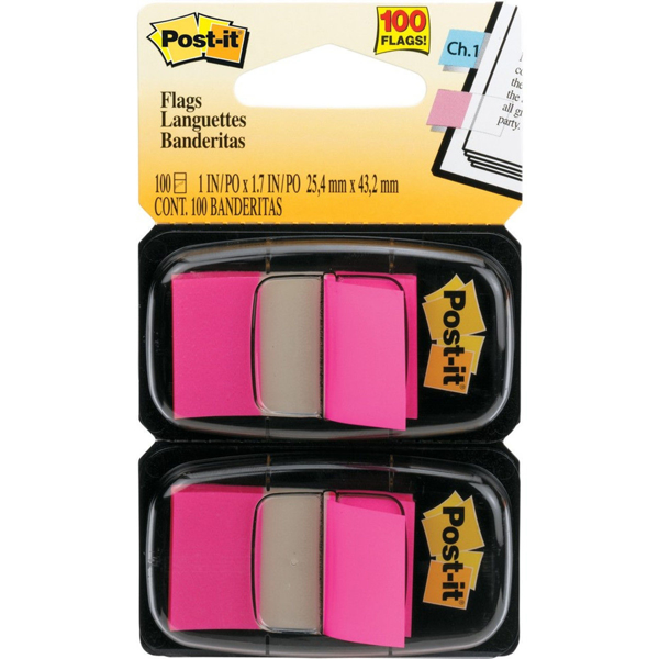 Picture of 56-100 Post-It Flags (2x50s) Bright Pink #680-BP2