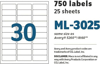 Picture of 46-002 Maco 1x2-5/8 Laser/Inkjet Labels (750) #ML-3025