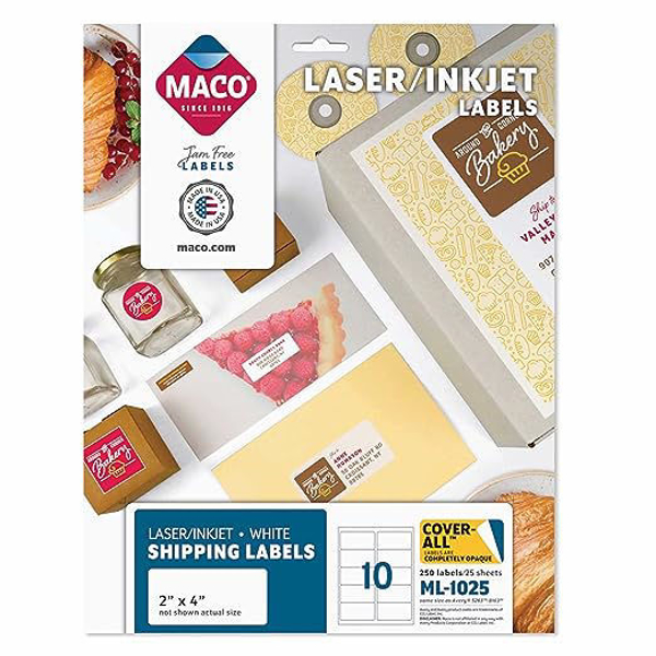 Picture of 46-010 Maco 2x4 Laser/Inkjet Labels  (250) #ML-1025