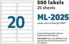 Picture of 46-006 Maco 1x4 Laser/Inkjet Labels  (500) #ML-2025