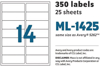 Picture of 46-004 Maco 1-1/3x4 Laser/Inkjet Labels (350) #ML-1425