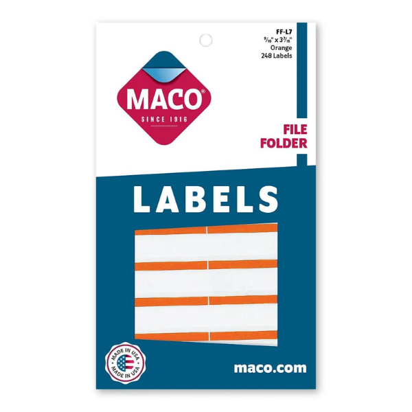 Maco File Labels -Orange #FFL7