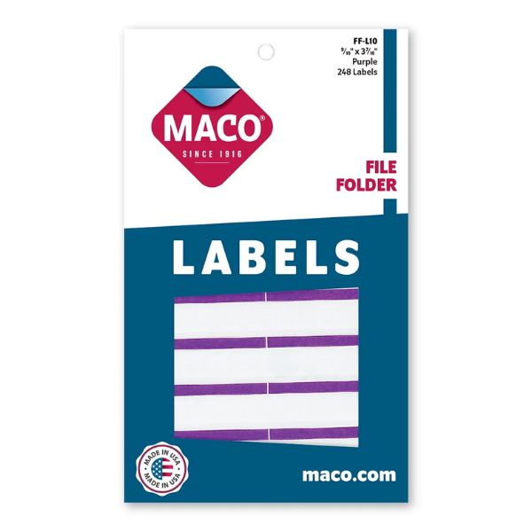 Picture of 45-023 Maco File Labels -Purple #FFL10