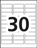 Picture of 45-050 PRES-a-ply 1x2-5/8  Laser/Inkjet Labels (3M) #AVE 30600