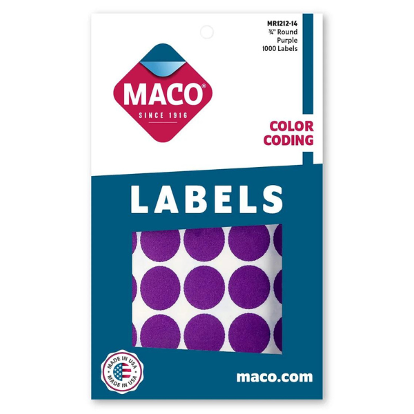 Maco Round Label 3/4" (1M) -Purple #MR121214