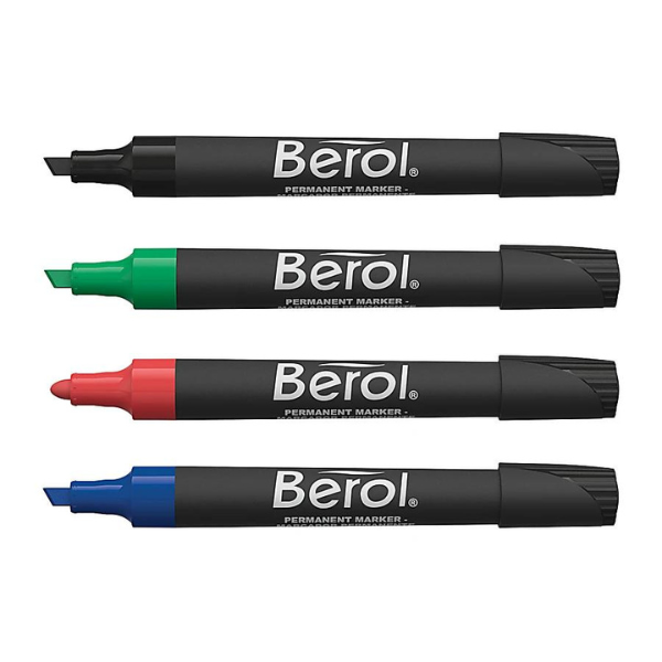 Berol Toughpoint Waterproof Chisel Point Permanent Marker Black TP8000