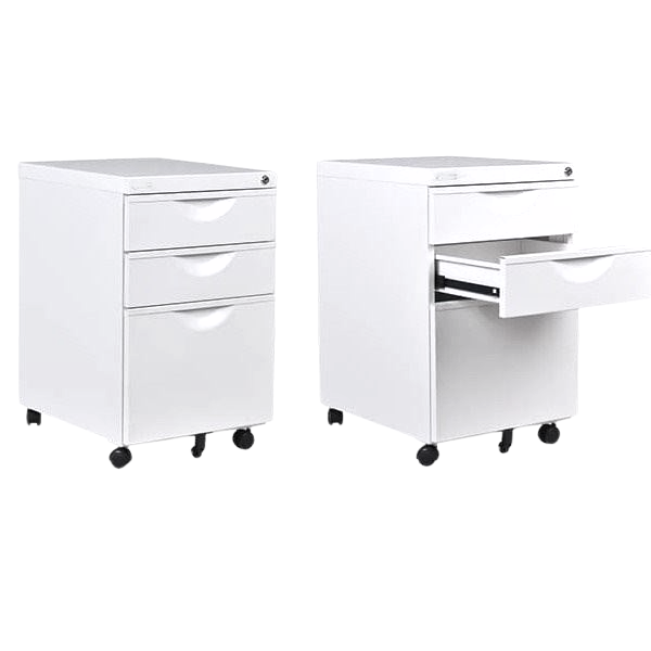 Picture of BZ-P3DW Bizoe Metal 3 Drawer Pedestal  w/Centre Pull - White