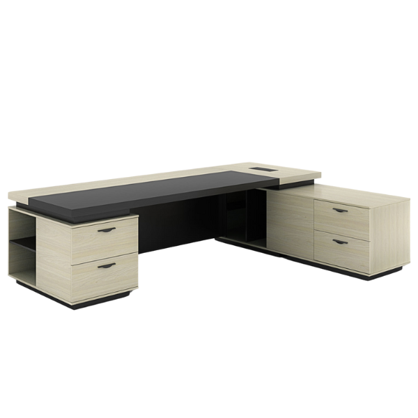 Picture of ET-E1820R WO  Royal 1800x2000 Exec Desk w/Side Cabinet - White Oak