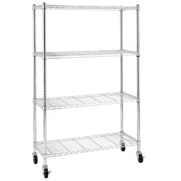 Picture of AZ-RYX62 Image 36x18x63 4-Shelf Industrial Chrome Rack w/ Wheels